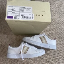 Ted Baker Baily Trainers Plimsolls White Gold Pink Size 6. RRP £110