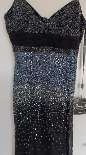 Evening prom black blue - evening, silver