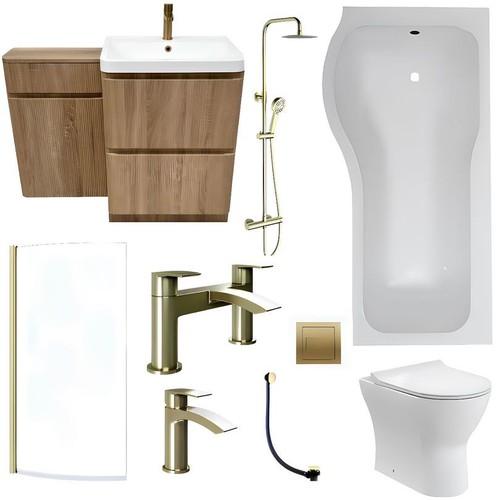 Fluted oak vanity unit p - wc, unit,p