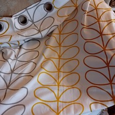 Orla Kiely Linear Stem white, Lined Eyelet Curtains W64” x D66” 100% Cotton 