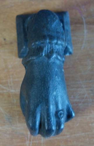 Cast iron door knocker - door, hand