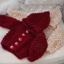 BABY KNITTING PATTERNS ARAN 76 UNISEX HOODIE CARDIGAN BY PRECIOUS NEWBORN KNITS
