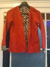 Red Soft Handmade Jacket Floral Zebra Print Lining Zip Front 38" Chest Bust...