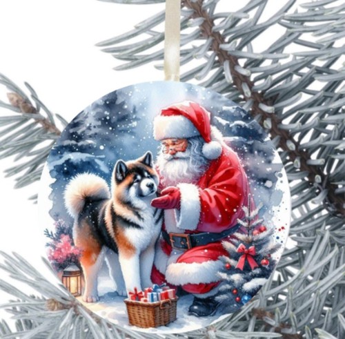 Akita dog hanging bauble - dog,