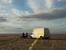 Photo 6x4 White van and dog