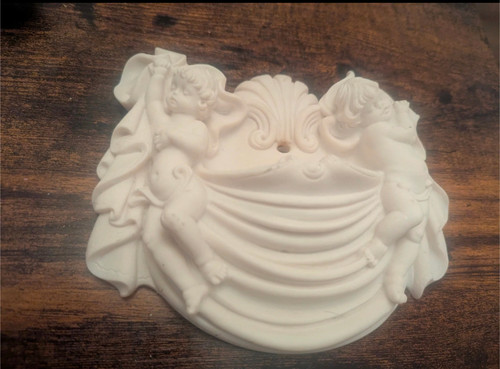 Plaster wall shelf cherub - plaster,
