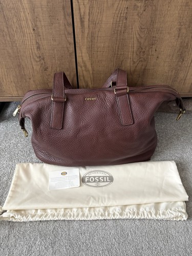 Fossil leather handbag brown - handbag,