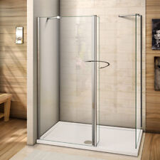 2000mm Walk in Screen 300mm Flipper Glass Panel Shower Enclosure Tray+Waste
