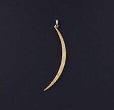 antique 14k gold enamel crescent moon pendant charm celestial floral