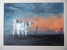 Portrait A Cow at Sunset 'Goodnight'. Paul Bruce Oil/ Pastel. Listed