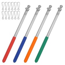 4-Pack 3.28Ft/1M Telescopic Flag Pole with Clips Red/Blue/Orange/Green