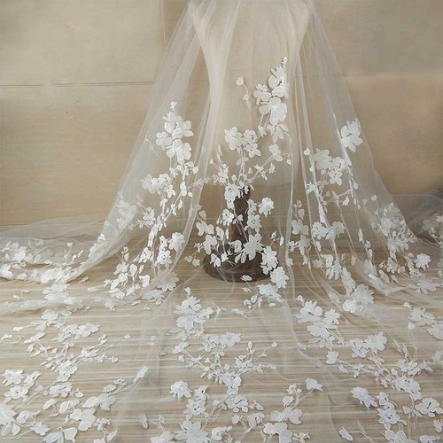 Floral embroidery tulle fabric - embroidery,