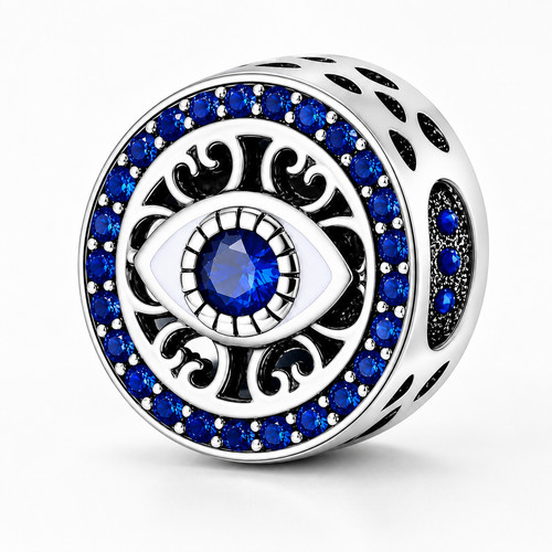 Blue evil eye - blue, bead