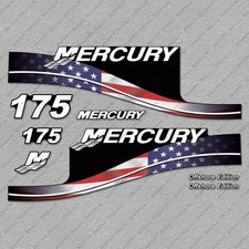 Mercury 175 HP Offshore Edition USA Flag outboard engine decal set