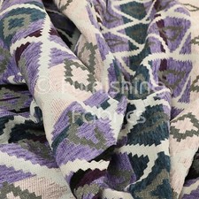 Modern Small Kilim Aztec Pattern Purple Blue Chenille Curtain Upholstery Fabrics