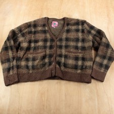 UNIF fuzzy plaid faux mohair
