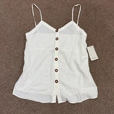 ZARA White Linen-Blend Button