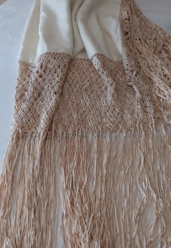 Vintage cream wool - vintage, scarf