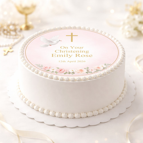 Baby girl christening edible - girl,