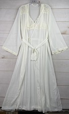 Vtg Valerie Stevens Peignoir Nightgown Womens M Lace Negligee & Robe Wedding