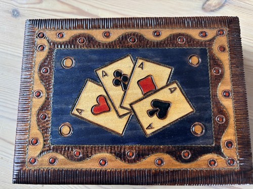Wooden playing card box - wooden,
