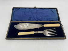 Antique Fish Servers, Silver Collars, 1908, EPNS Ornate Metalwork N4