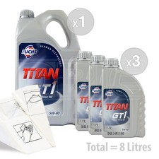 Car Engine Oil Service Kit / Pack 8 LITRES Fuchs TITAN GT1 XTL 5W-40 5W40 8L