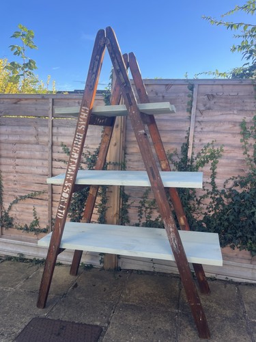 Vintage wooden ladder shelves - ladder,