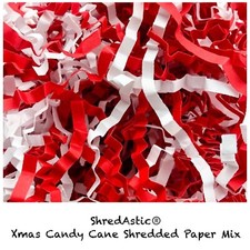 ShredAstic®  Shredded Paper Mix White Red Crinkle Cut Zig Zag Hamper Christmas