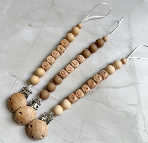 Personalised dummy clip beige - clip:,