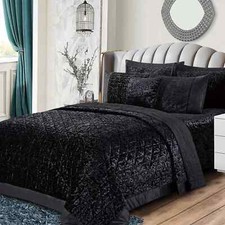 3Piece Quilted Velvet Bedspread Bed Throw Double King Size Comforter Bedding Set