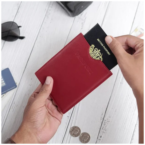 Real leather rfid passport - real,