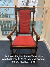 Victorian Barley Twist Chair. Upholstered By Mark M. Connor, Bournemouth,