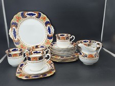 Beautiful Vintage Art Deco Plant Tuscan China Tea Set Imari Pattern 5x Trios