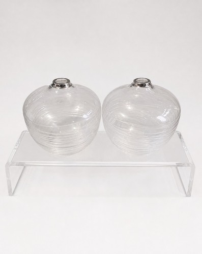 Pair clear glass lamp - glass,