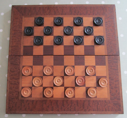Vintage wooden draughts set - wooden,