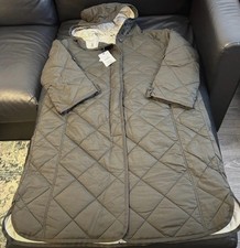 Womens Zara  L KHAKI GREEN lightly Padded Long Jacket New Size Large