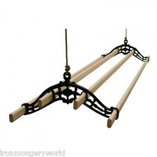 4 LATH Vintage Victorian Clothes airer dryer kitchen rack ceiling drier