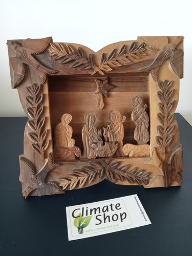 Vintage hand carved olive - , wood