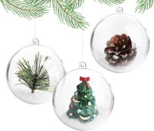 240PCS Clear Plastic Christmas Balls Baubles Sphere Fillable Xmas Tree Ornament