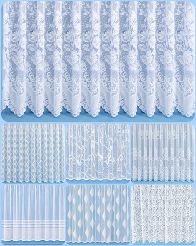 White lace window net curtains - lace,