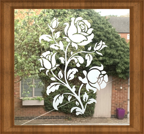 Etched glass vinyl rose - glass,