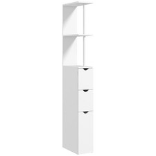 Tall Bathroom Cabinet Slim Freestanding Cupboard Shelving Storage Unit Tallboy