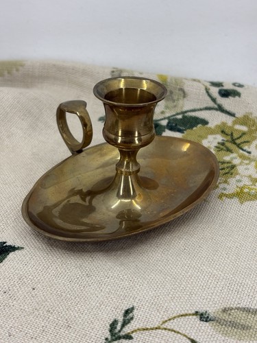 Vintage brass candle holder - candle,