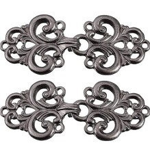 Cloak Clasp, Vintage Flower Cape Clasps Sew on Hooks and Eyes Pack Of 4