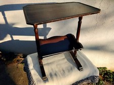 ANTIQUE VINTAGE WOODEN TABLE with NEWSPAPER MAGAZINE RACK