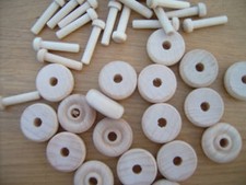 10x Wooden toy wheels + axles. Wooden wheels. 25mm 1"