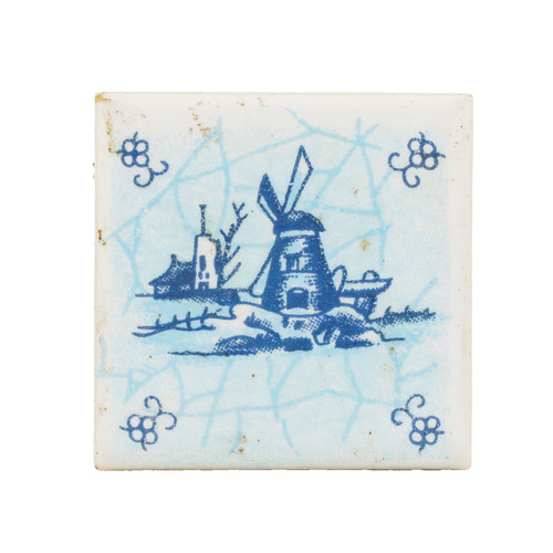 Dutch delftware tile miniature - delftware,