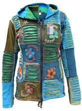 Razorcut Ribs Jacket Psychedelic Embroidery Patchwork Hippie Boho Pixie Hoodie