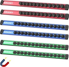 Magnetic Socket Holder 6Pc Set, Aluminum Rail, 1/2 3/8 1/4-Inch, Holds 80 Socket